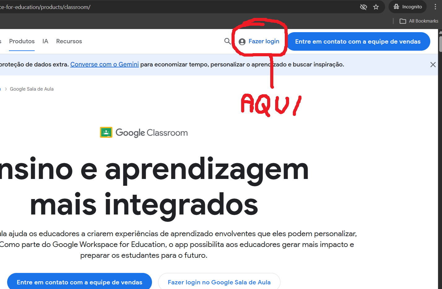 Login Google Classroom