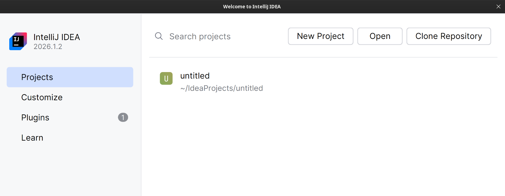Welcome Screen no IntelliJ